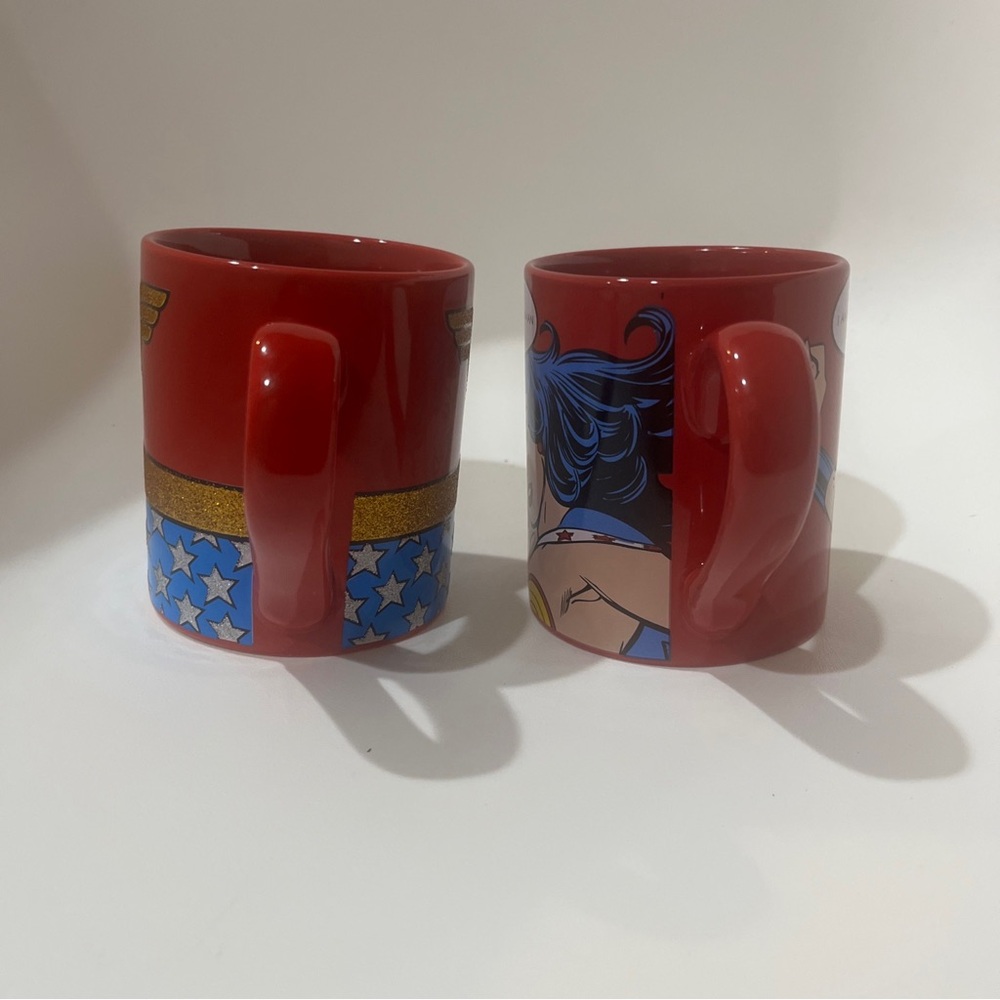 WONDER WOMAN Logo DC COMICS Super Hero Mug Coffee Cup 14oz Lot Of 2 - Picture 15 of 16